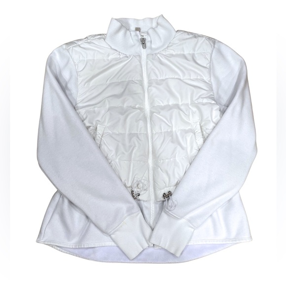 Athleta White Fjord Hybrid PrimaLoft Puffer Bomber Jacket Coat Size Medium - Picture 1 of 10